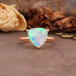 Unique, Minimalist 3-Prong Setting with Heart Cut Fire Opal Engagement Ring - Additional view