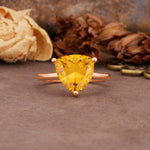 Unique, Minimalist 3-Prong Setting with Heart Cut Citrine Engagement Ring - Additional view