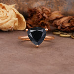 Unique, Minimalist 3-Prong Setting with Heart Cut Black Onyx Engagement Ring - Additional view