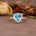 Unique, Minimalist 3-Prong Setting with Heart Cut Aquamarine Engagement Ring - Additional view