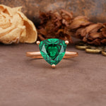 Unique, Minimalist 3-Prong Setting with Heart Cut Emerald Engagement Ring - Additional view