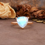Unique, Minimalist 3-Prong Setting with Heart Cut Moonstone Engagement Ring - Additional view