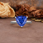 Unique, Minimalist 3-Prong Setting with Heart Cut Sapphire Engagement Ring - Additional view