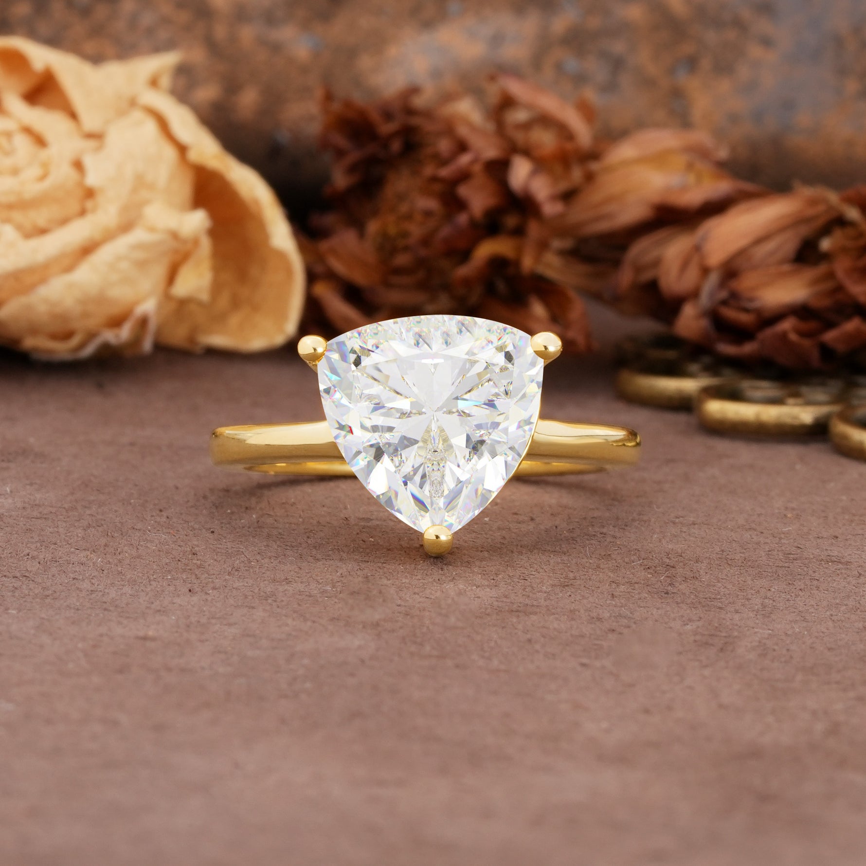 Unique, Minimalist 3-Prong Setting with Heart Cut Moissanite Engagement Ring - Additional view