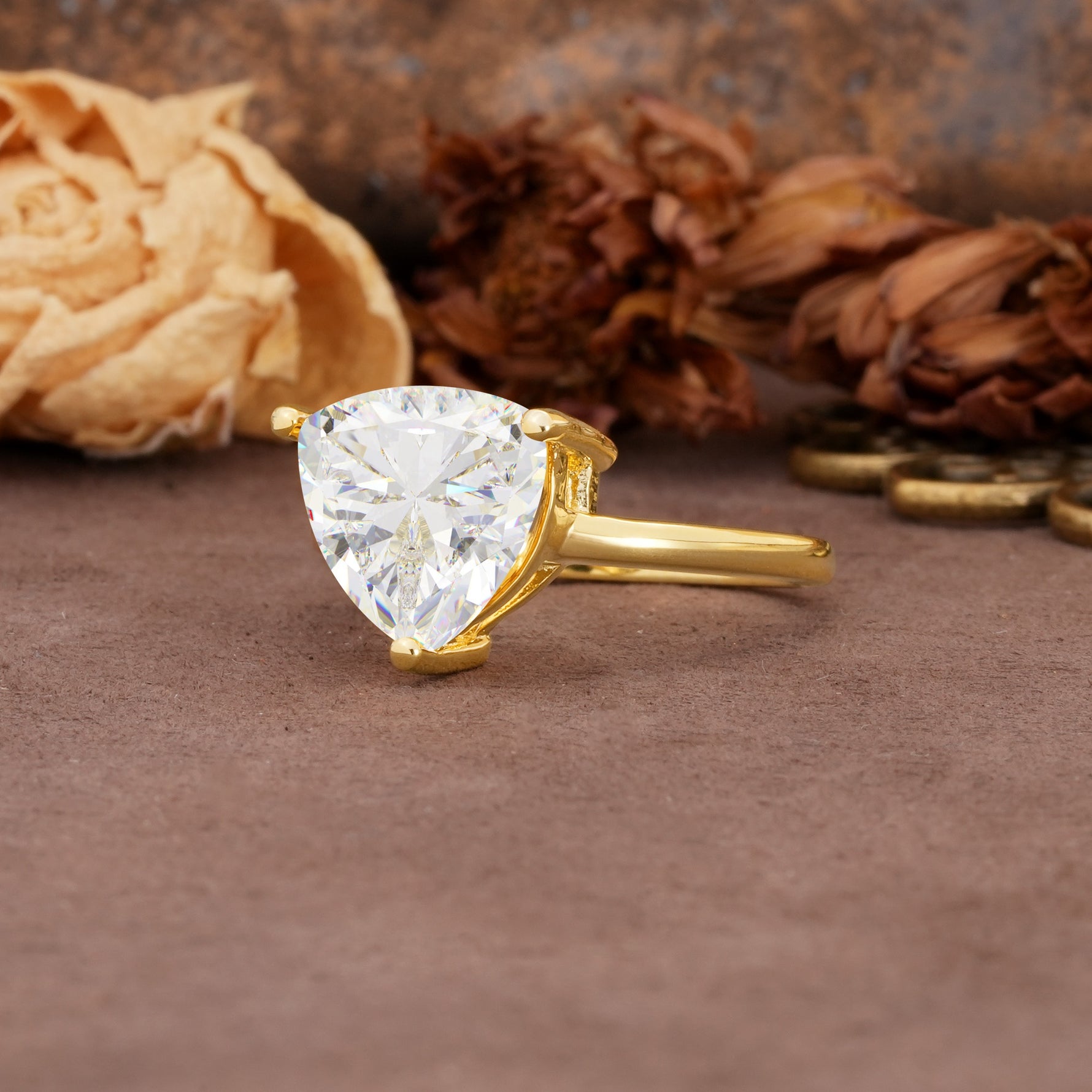 Unique, Minimalist 3-Prong Setting with Heart Cut Moissanite Engagement Ring - Additional view