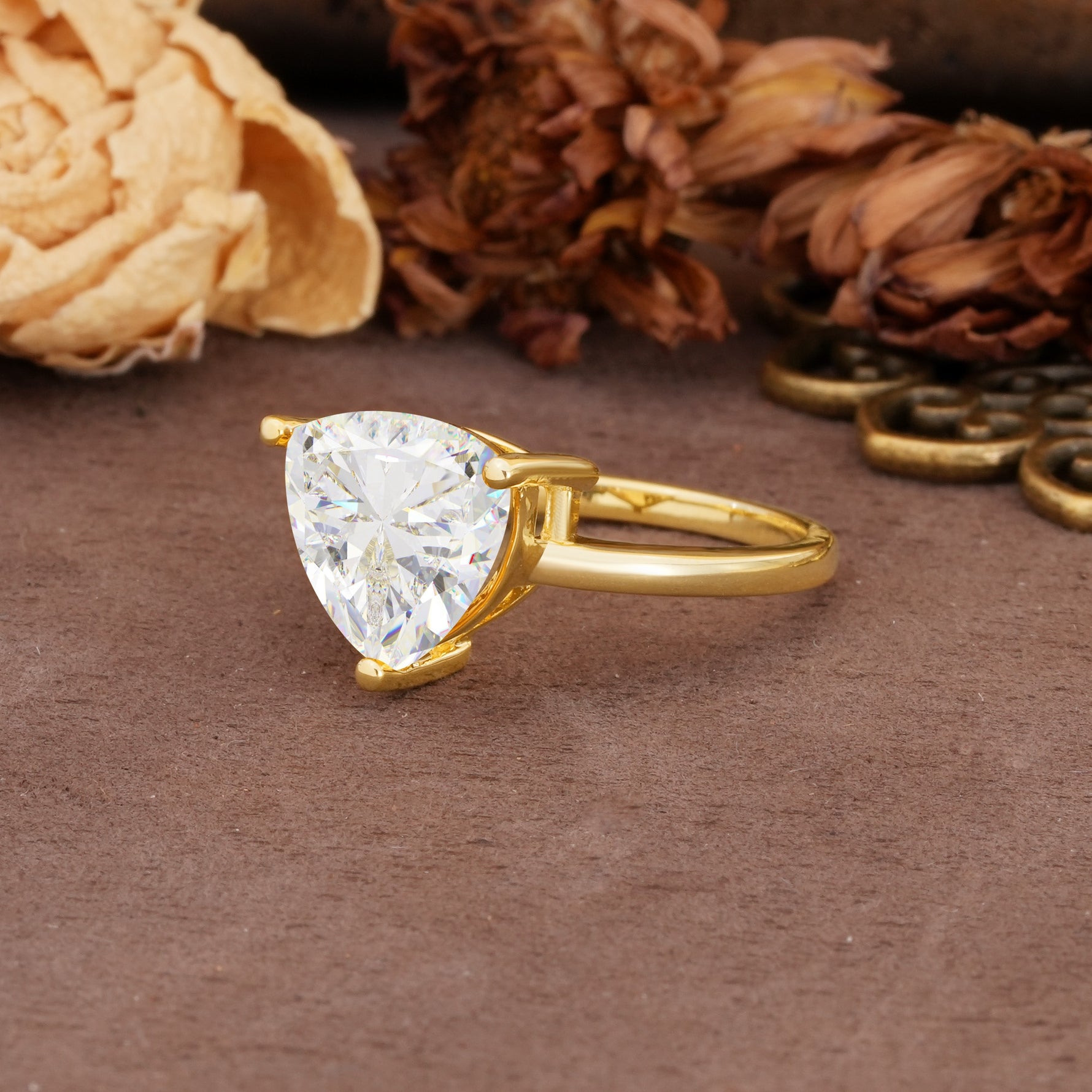 Unique, Minimalist 3-Prong Setting with Heart Cut Moissanite Engagement Ring - Additional view
