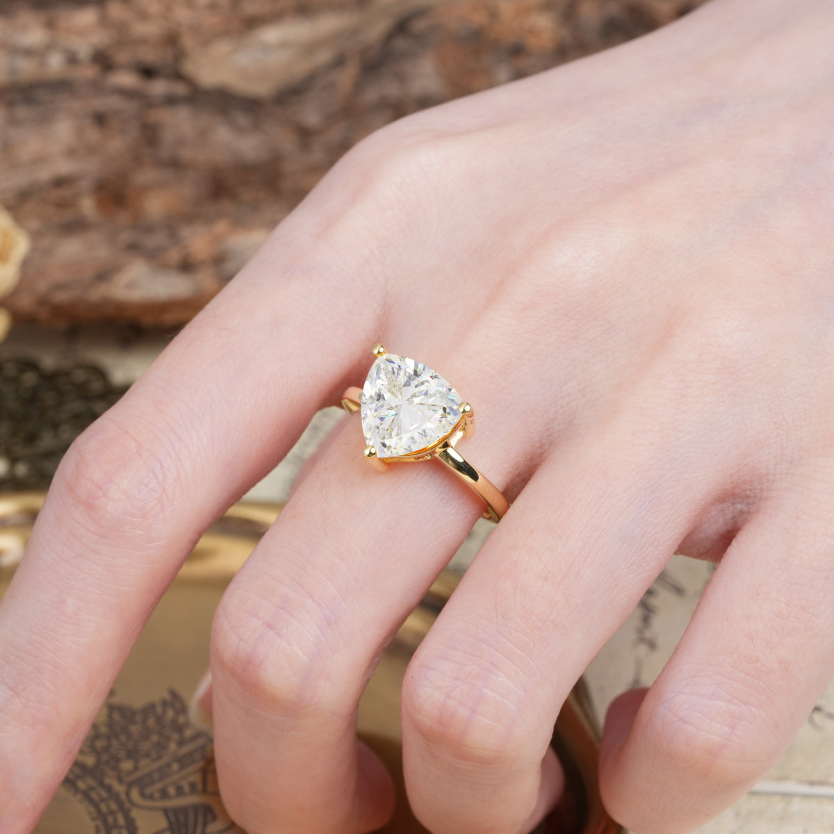 Unique, Minimalist 3-Prong Setting with Heart Cut Moissanite Engagement Ring - Additional view