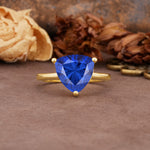 Unique, Minimalist 3-Prong Setting with Heart Cut Sapphire Engagement Ring - Additional view