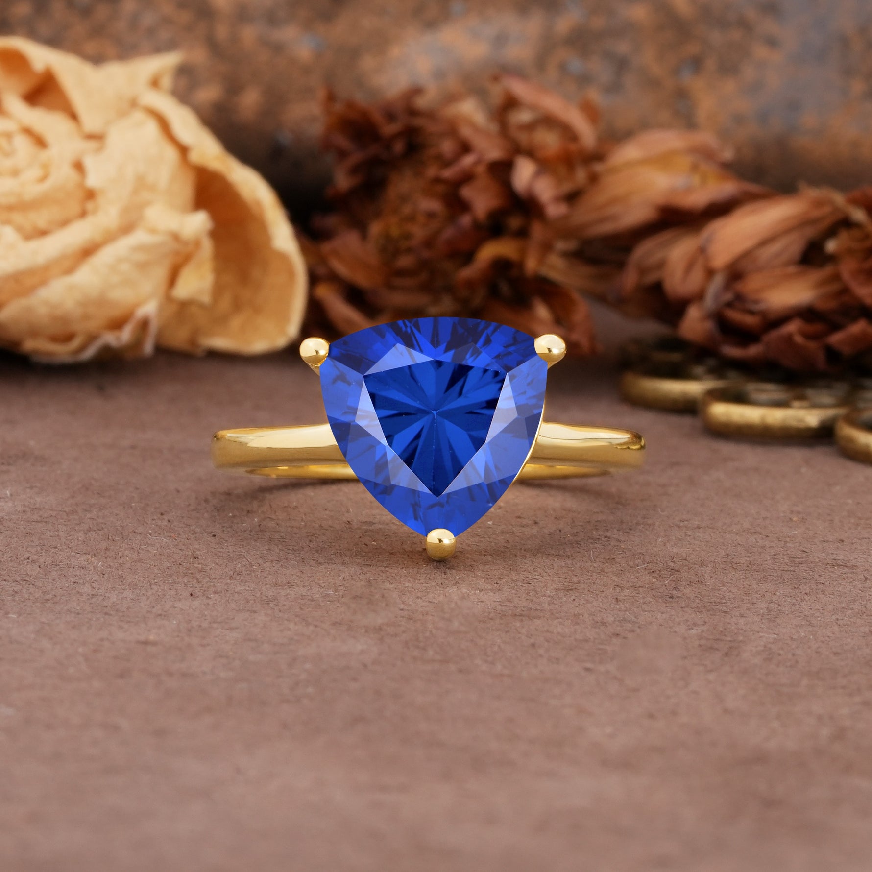 Unique, Minimalist 3-Prong Setting with Heart Cut Sapphire Engagement Ring - Additional view