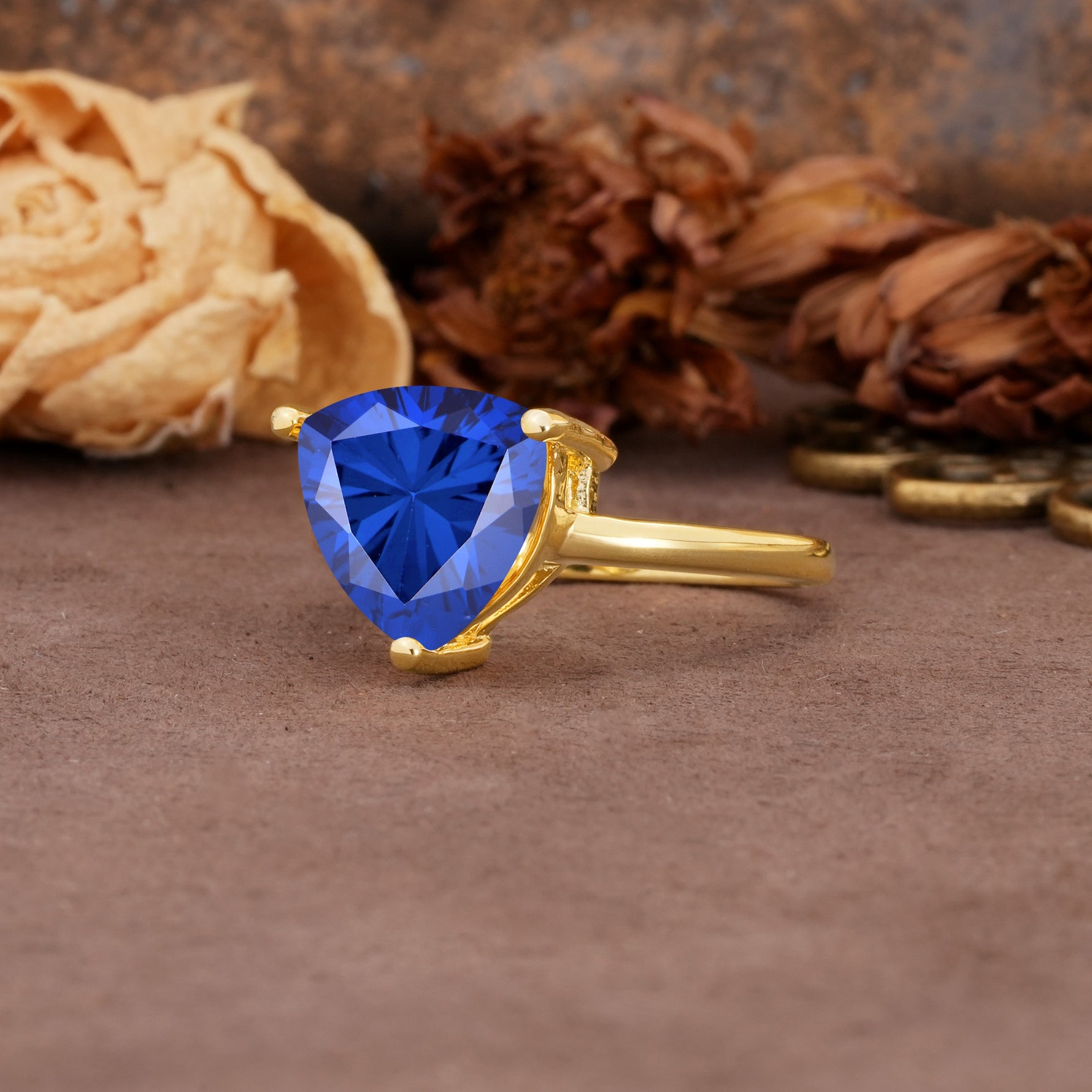 Unique, Minimalist 3-Prong Setting with Heart Cut Sapphire Engagement Ring - Additional view