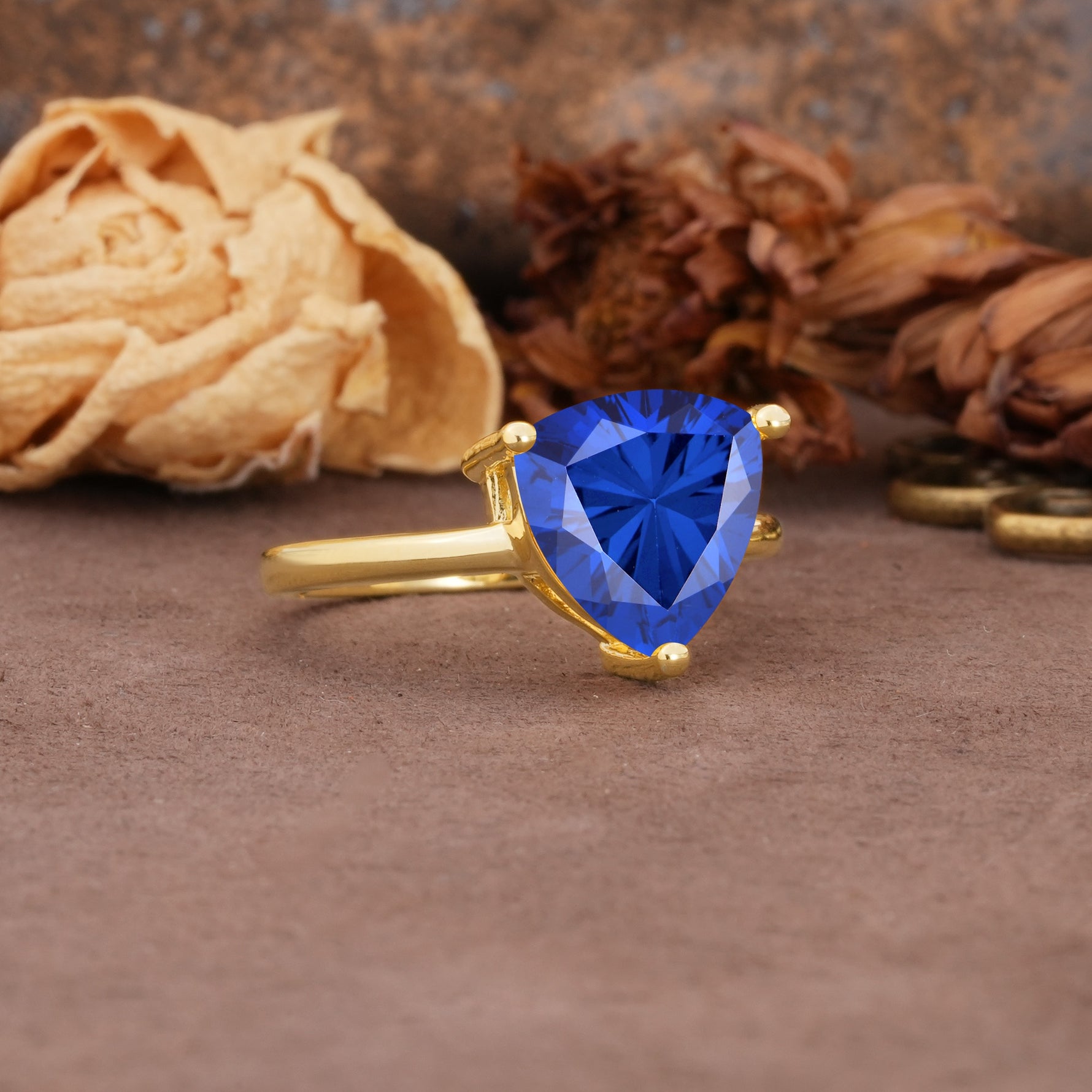 Unique, Minimalist 3-Prong Setting with Heart Cut Sapphire Engagement Ring - Additional view