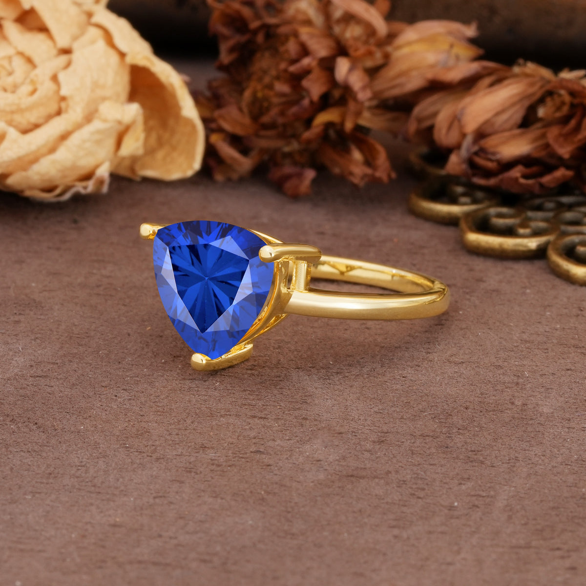 Unique, Minimalist 3-Prong Setting with Heart Cut Sapphire Engagement Ring - Additional view