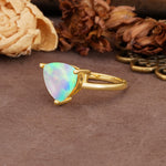 Unique, Minimalist 3-Prong Setting with Heart Cut Fire Opal Engagement Ring - Additional view