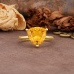 Unique, Minimalist 3-Prong Setting with Heart Cut Citrine Engagement Ring - Additional view