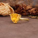 Unique, Minimalist 3-Prong Setting with Heart Cut Citrine Engagement Ring - Additional view