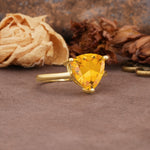 Unique, Minimalist 3-Prong Setting with Heart Cut Citrine Engagement Ring - Additional view