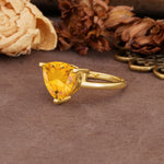 Unique, Minimalist 3-Prong Setting with Heart Cut Citrine Engagement Ring - Additional view