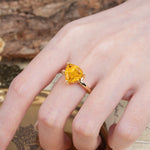 Unique, Minimalist 3-Prong Setting with Heart Cut Citrine Engagement Ring - Additional view
