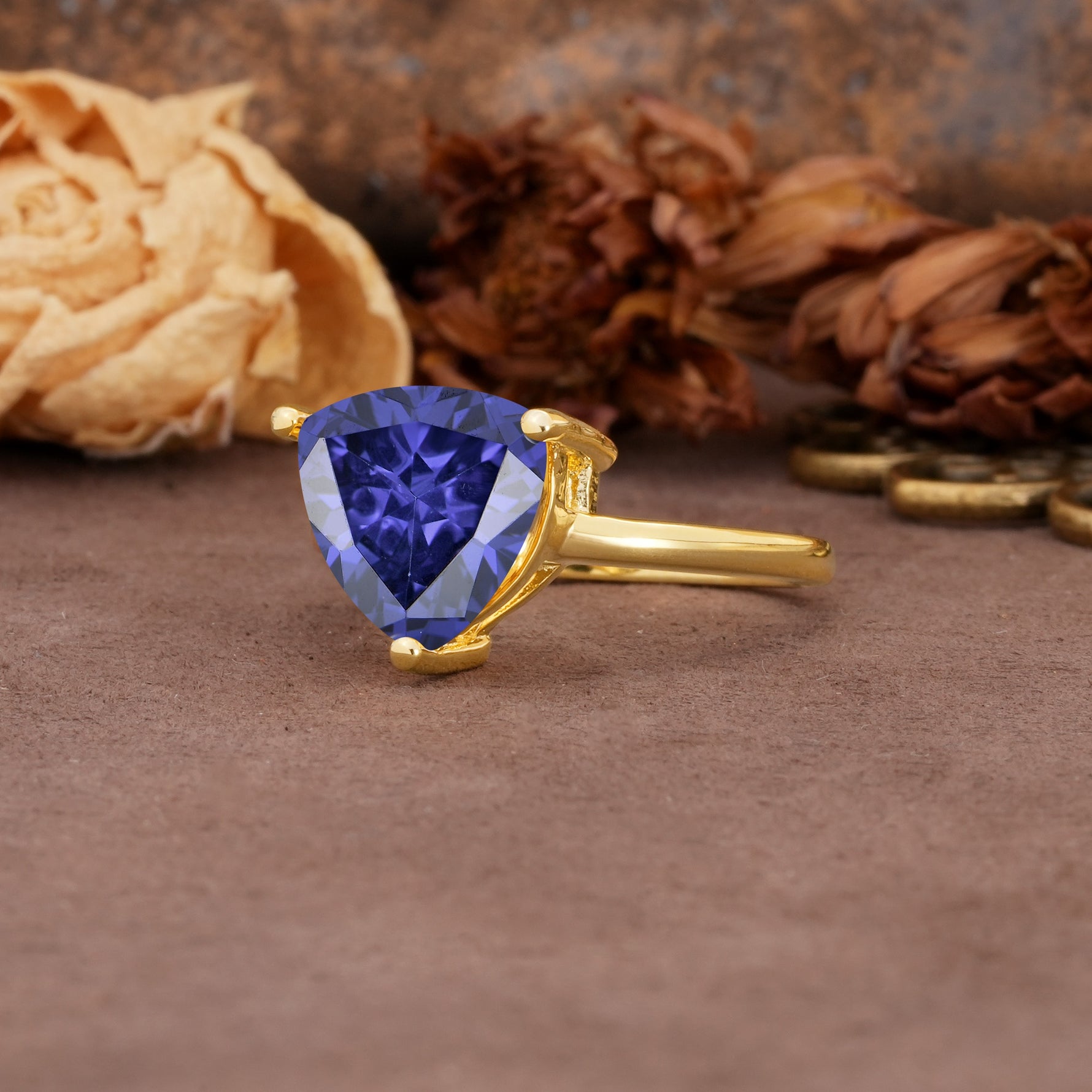 Unique, Minimalist 3-Prong Setting with Heart Cut Tanzanite Engagement Ring - Additional view
