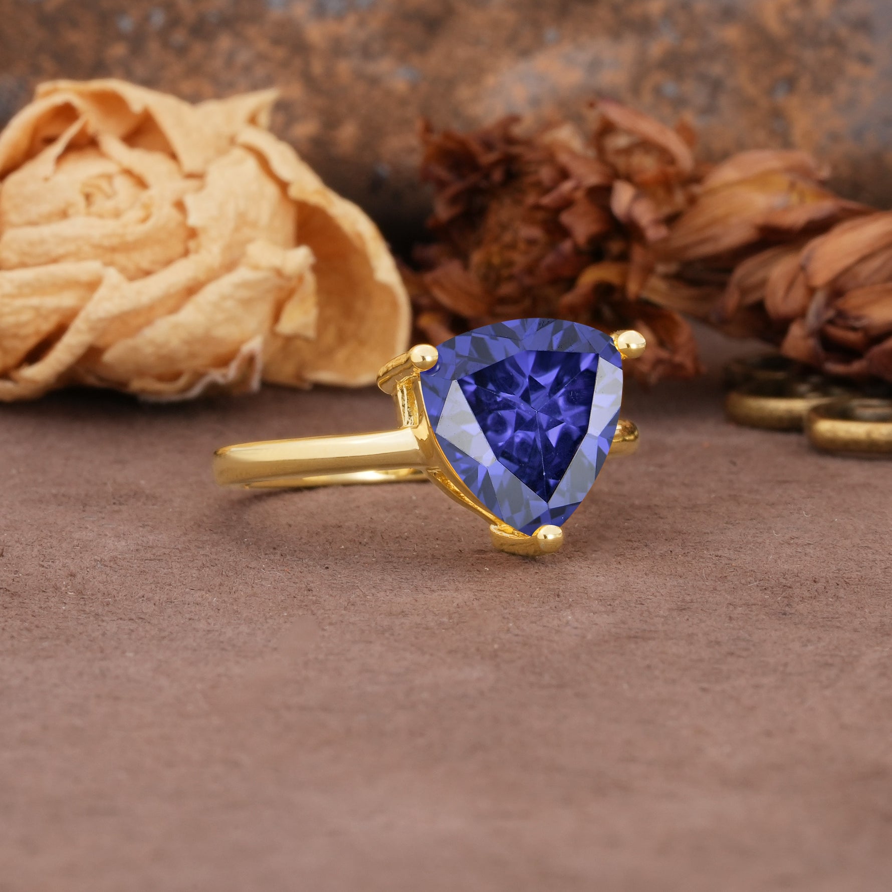 Unique, Minimalist 3-Prong Setting with Heart Cut Tanzanite Engagement Ring - Additional view