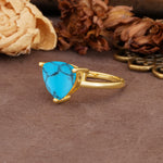 Unique, Minimalist 3-Prong Setting with Heart Cut Turquoise Engagement Ring - Additional view