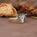 Unique, Minimalist 3-Prong Setting with Heart Cut Black Rutilated Quartz Engagement Ring - Additional view