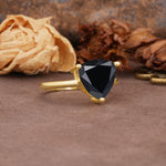 Unique, Minimalist 3-Prong Setting with Heart Cut Black Onyx Engagement Ring - Additional view