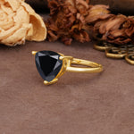 Unique, Minimalist 3-Prong Setting with Heart Cut Black Onyx Engagement Ring - Additional view