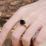 Unique, Minimalist 3-Prong Setting with Heart Cut Black Onyx Engagement Ring - Additional view