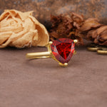 Unique, Minimalist 3-Prong Setting with Heart Cut Garnet Engagement Ring - Additional view