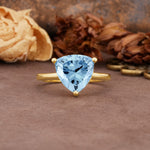 Unique, Minimalist 3-Prong Setting with Heart Cut Aquamarine Engagement Ring - Additional view