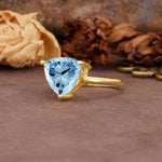 Unique, Minimalist 3-Prong Setting with Heart Cut Aquamarine Engagement Ring - Additional view