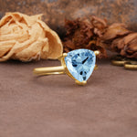 Unique, Minimalist 3-Prong Setting with Heart Cut Aquamarine Engagement Ring - Additional view