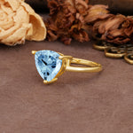 Unique, Minimalist 3-Prong Setting with Heart Cut Aquamarine Engagement Ring - Additional view