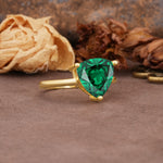 Unique, Minimalist 3-Prong Setting with Heart Cut Emerald Engagement Ring - Additional view