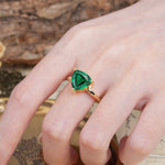 Unique, Minimalist 3-Prong Setting with Heart Cut Emerald Engagement Ring - Additional view
