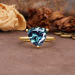 Unique, Minimalist 3-Prong Setting with Heart Cut Alexandrite Engagement Ring - Additional view