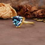 Unique, Minimalist 3-Prong Setting with Heart Cut Alexandrite Engagement Ring - Additional view