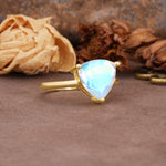 Unique, Minimalist 3-Prong Setting with Heart Cut Moonstone Engagement Ring - Additional view