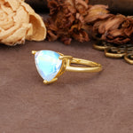 Unique, Minimalist 3-Prong Setting with Heart Cut Moonstone Engagement Ring - Additional view