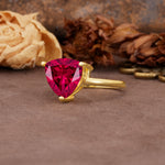 Unique, Minimalist 3-Prong Setting with Heart Cut Ruby Engagement Ring - Additional view