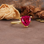 Unique, Minimalist 3-Prong Setting with Heart Cut Ruby Engagement Ring - Additional view