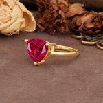 Unique, Minimalist 3-Prong Setting with Heart Cut Ruby Engagement Ring - Additional view