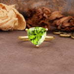 Unique, Minimalist 3-Prong Setting with Heart Cut Peridot Engagement Ring - Additional view