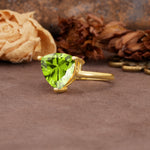 Unique, Minimalist 3-Prong Setting with Heart Cut Peridot Engagement Ring - Additional view