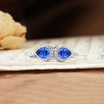 Classic Luxury 3-Prong Double Pear Cut Sapphire Wedding Ring - Additional view