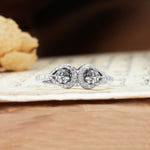Classic Luxury 3-Prong Double Pear Cut Black Rutilated Quartz Wedding Ring - Additional view