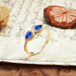 Classic Luxury 3-Prong Double Pear Cut Sapphire Wedding Ring - Additional view