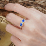 Classic Luxury 3-Prong Double Pear Cut Sapphire Wedding Ring - Additional view