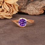 Unique Twisted, Entwined Round Cut Amethyst Engagement Ring - Additional view